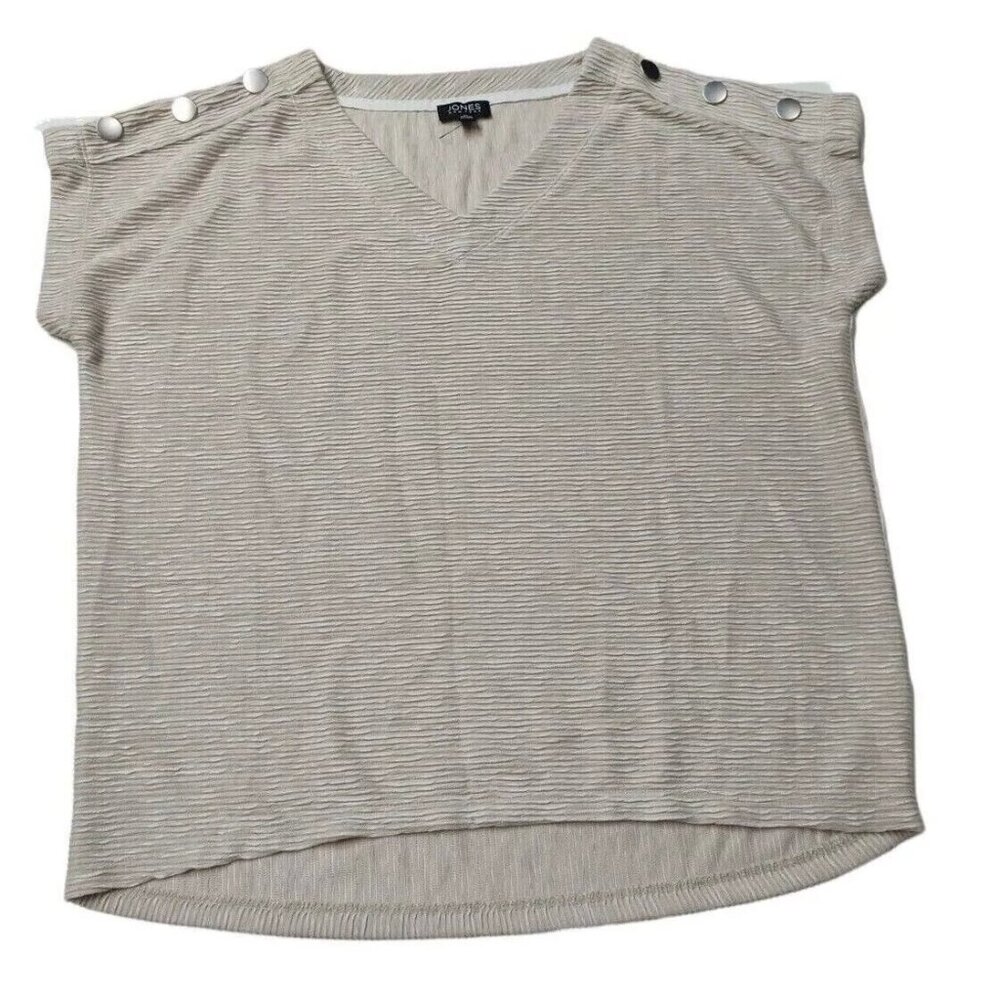 Jones New York Women's Textured Top with Button Details, Ivory, Medium